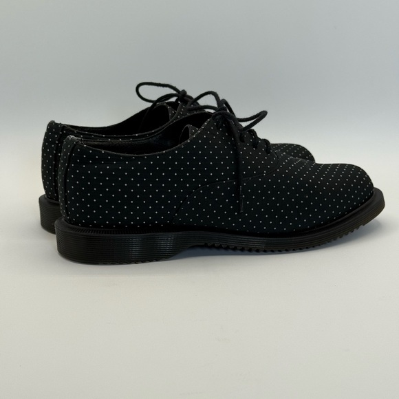 VTG Dr. Martens Polka Dot Oxford Shoes – Black Canvas Lace-Up Classic Punk Style - Picture 3 of 15